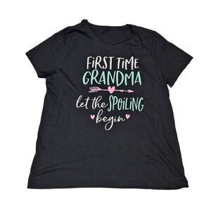 "First Time Grandma" Women's Black Short Sleeve T-Shirt Size Large